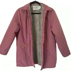 Vintage Pink Canvas Coat Meduim Blair Women's Zipper Fleece lined